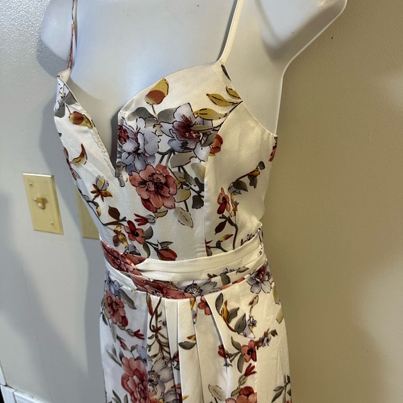 Lulu's Cream Floral Midi Dress with Pink & Purple Blooms - Picture 5 of 7